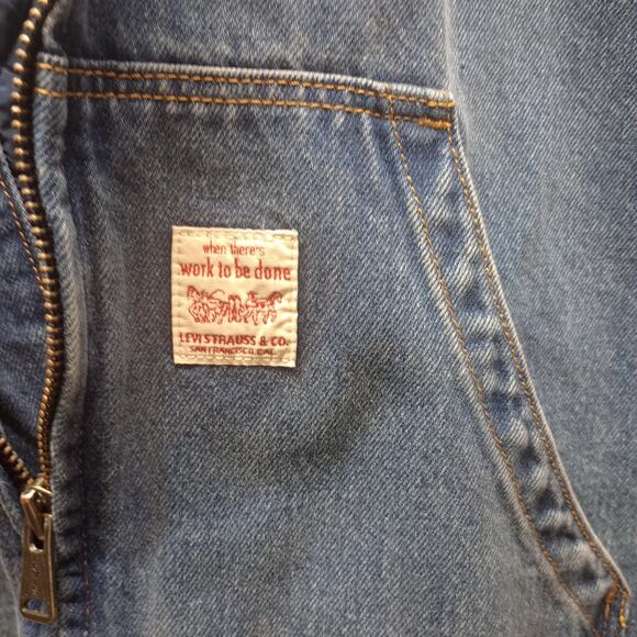 Levi Strauss Denim Hoodie Jacket Men’s Relaxed Quilted Lining Workwear - Picture 6 of 8